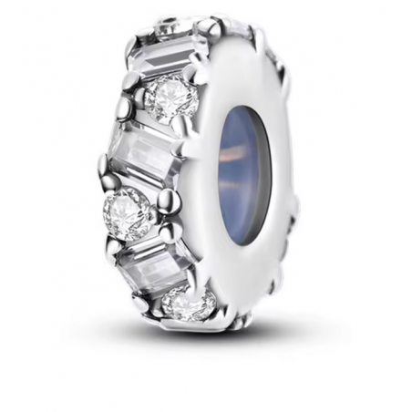 Charm pour bracelet séparateur argent pierre transparente