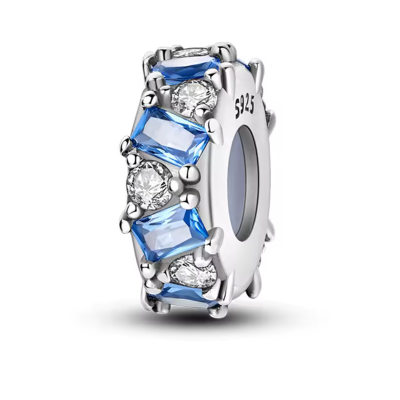 Charm pour bracelet séparateur argent pierre bleu