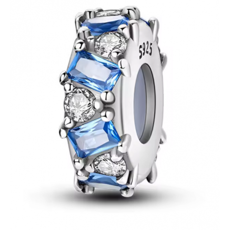 Charm pour bracelet séparateur argent pierre bleu