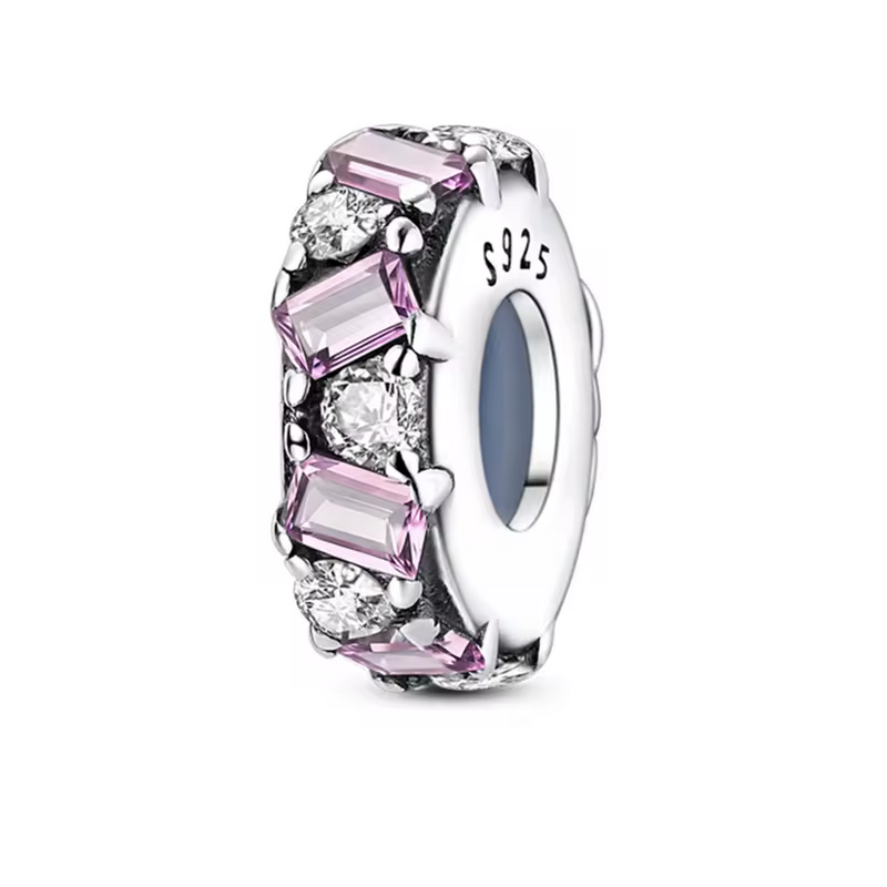 Charm pour bracelet séparateur argent pierre rose