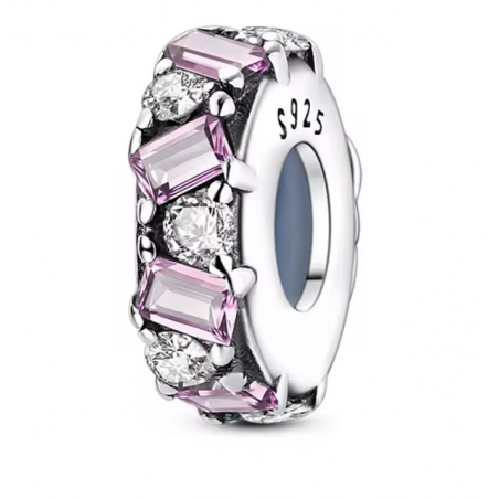 Charm pour bracelet séparateur argent pierre rose