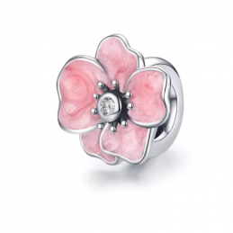 Charm pour bracelet séparateur espaceur grande fleur rose