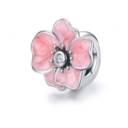 Charm pour bracelet séparateur espaceur grande fleur rose