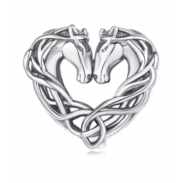 Charm pour bracelet argent chevaux tête a tête