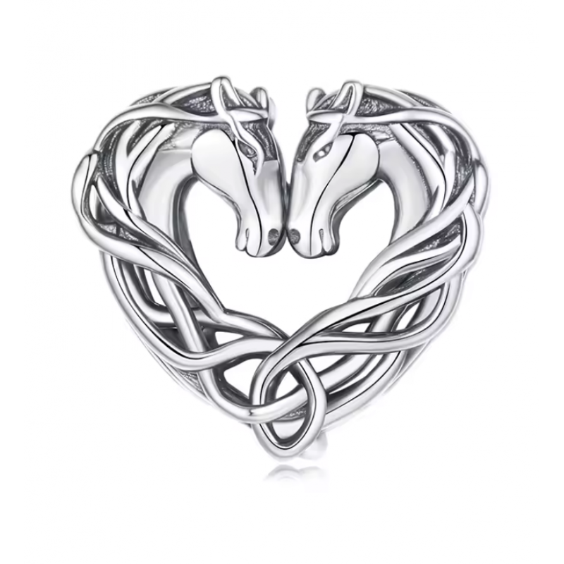 Charm pour bracelet argent chevaux tête a tête