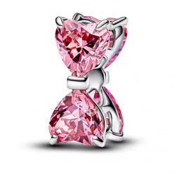 Charm bijou pour bracelet noeud pierre rose coeur