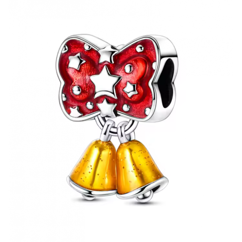 charm pour bracelet noeud rouge cloche or