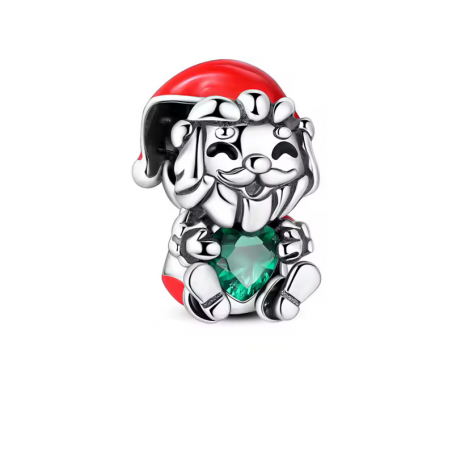 charm pour bracelet père noel coeur vert