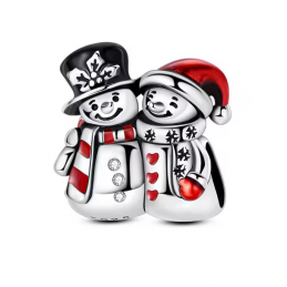 charm pour bracelet couple bonhomme de neige noel