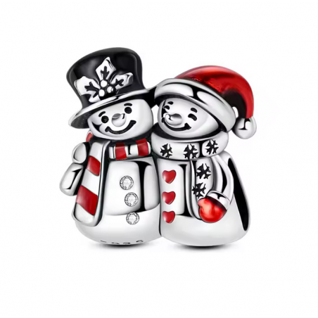 charm pour bracelet couple bonhomme de neige noel
