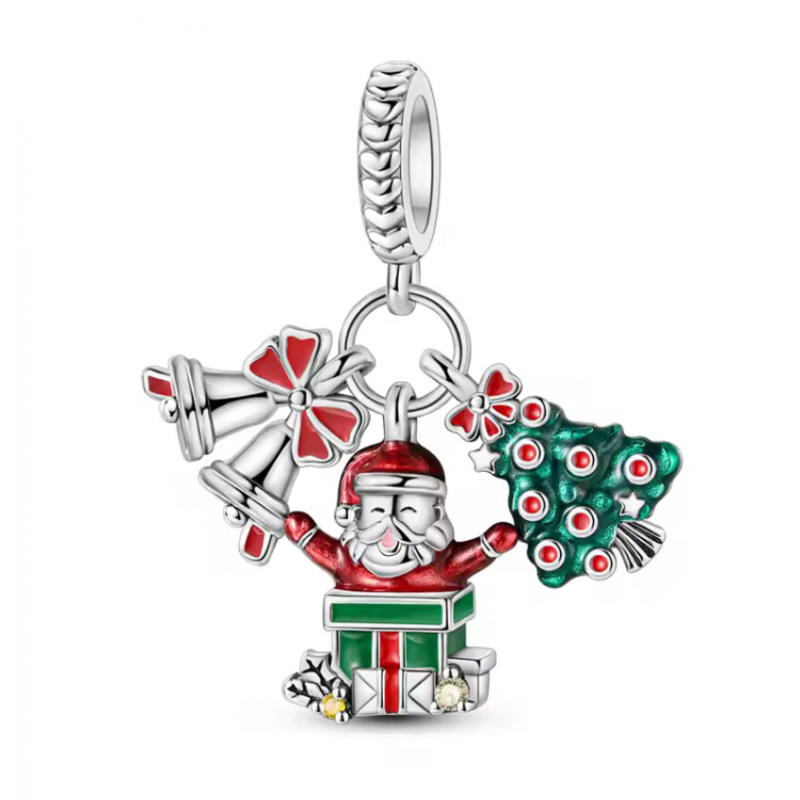 charm pour bracelet père noel sapin cloche