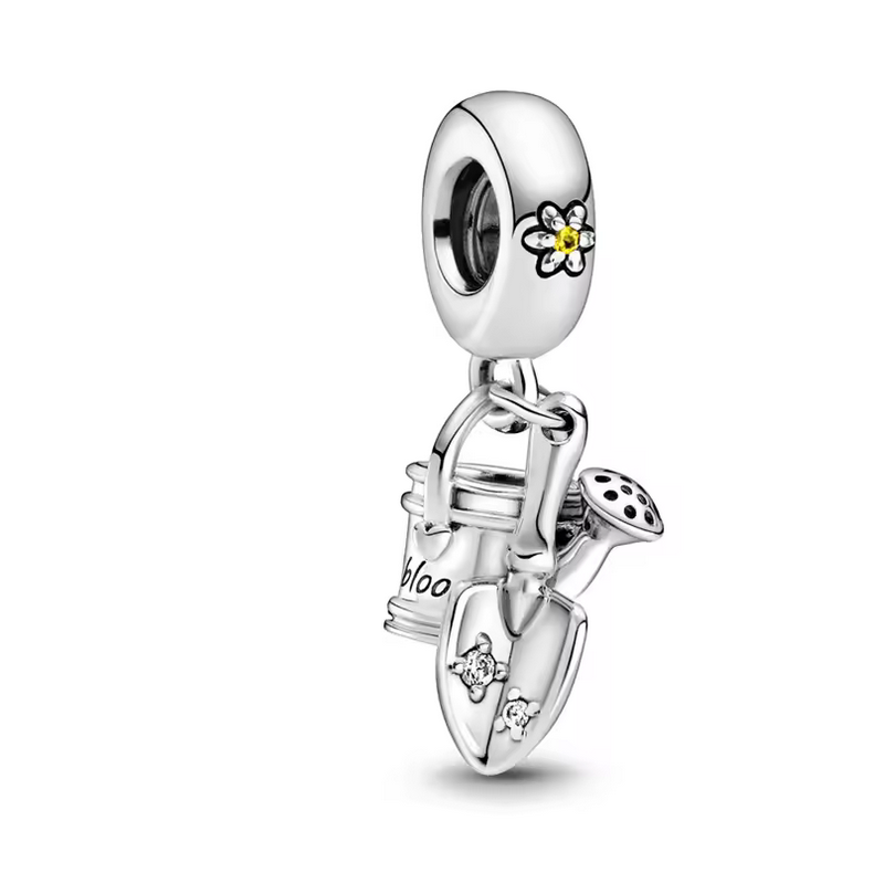 Charm pour bracelet argent jardinage arrosoir pelle