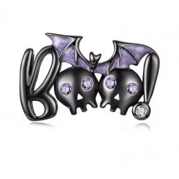 Charm bijou pour bracelet horreur Bouh noir chauve souris