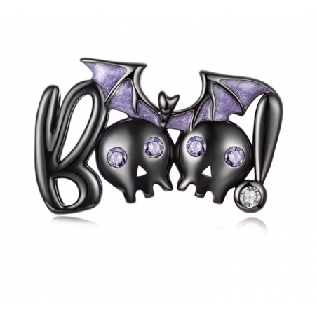 Charm bijou pour bracelet horreur Bouh noir chauve souris