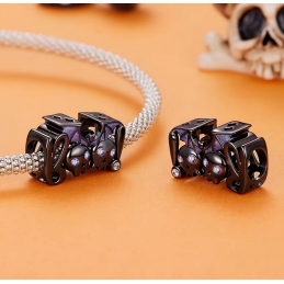 Charm bijou pour bracelet horreur Bouh noir chauve souris