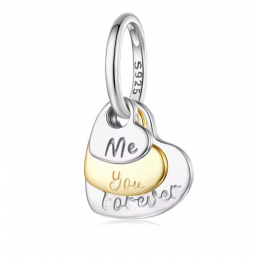 Charm pour bracelet triple coeur toi moi pour toujours or