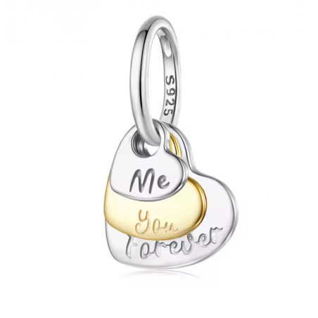 Charm pour bracelet triple coeur toi moi pour toujours or