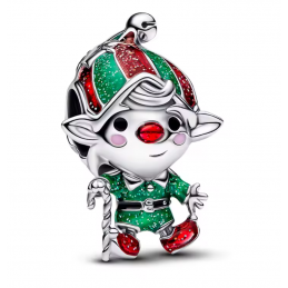 charm pour bracelet lutin de noel rouge vert
