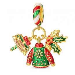 charm pour bracelet pull moche joyeu noel or