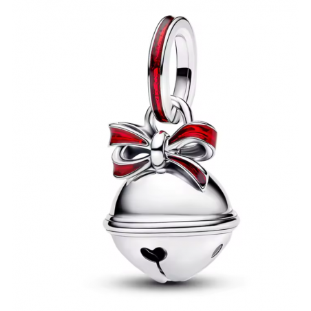 charm pour bracelet clochette de noel noeud rouge