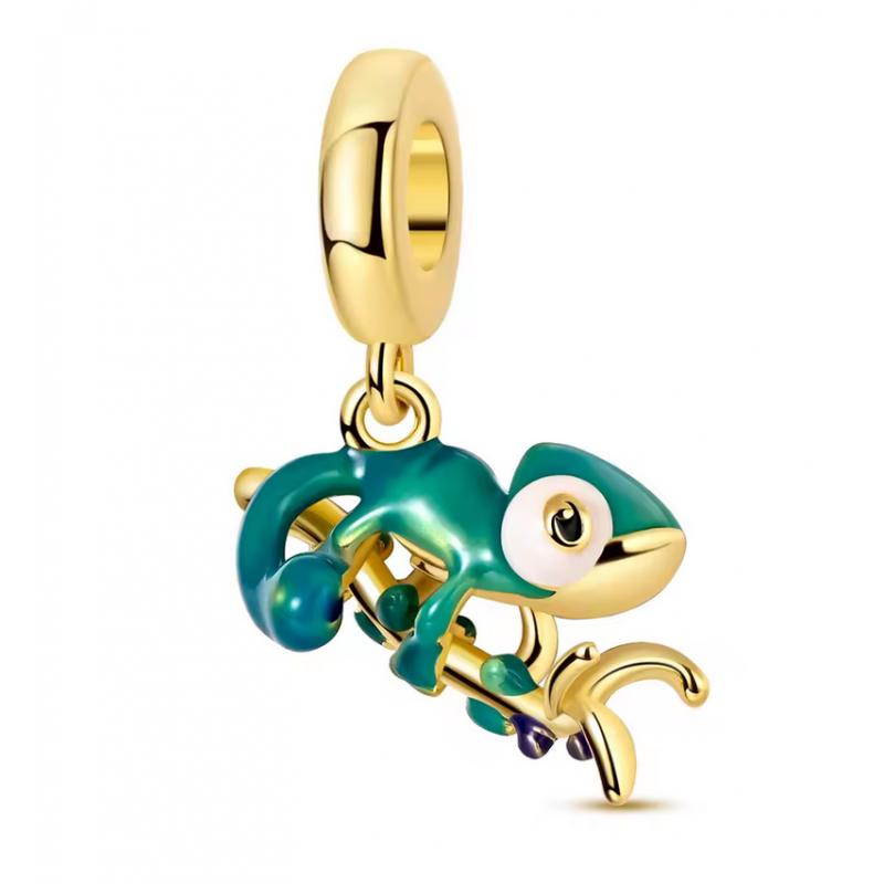 Charm pour bracelet caméleon sur branche or Charm pour bracelet caméleon sur branche or