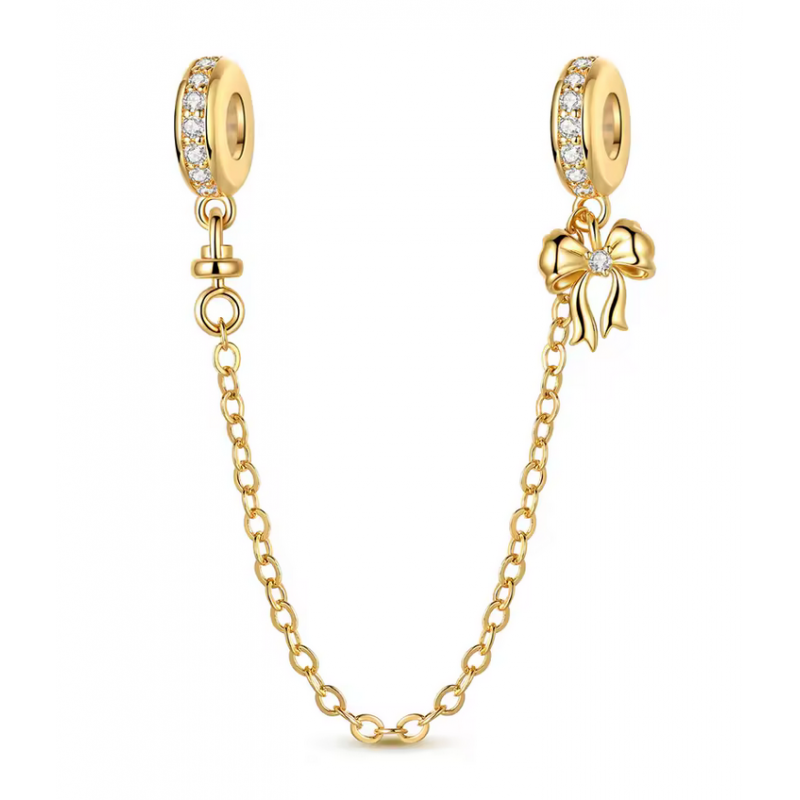 Charm pour bracelet chaine de sécurité or noeud