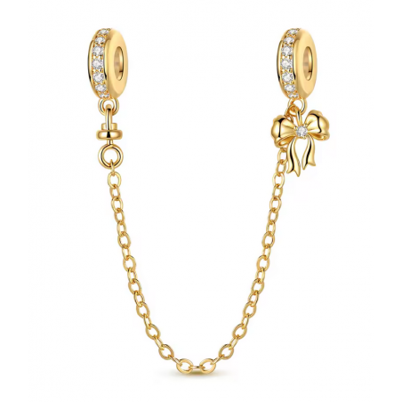 Charm pour bracelet chaine de sécurité or noeud