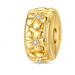 Charm pour bracelet bijou clip petites fleurs or