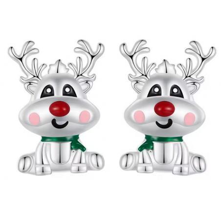 boucles d'oreilles de noel renne nez rouge