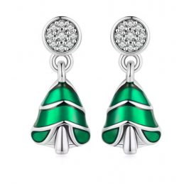 boucles d'oreilles de noel sapin vert strass