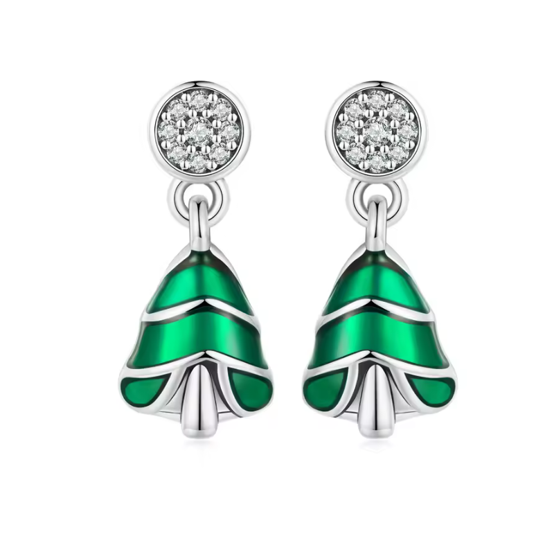 boucles d'oreilles de noel sapin vert strass