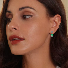 boucles d'oreilles de noel sapin vert strass