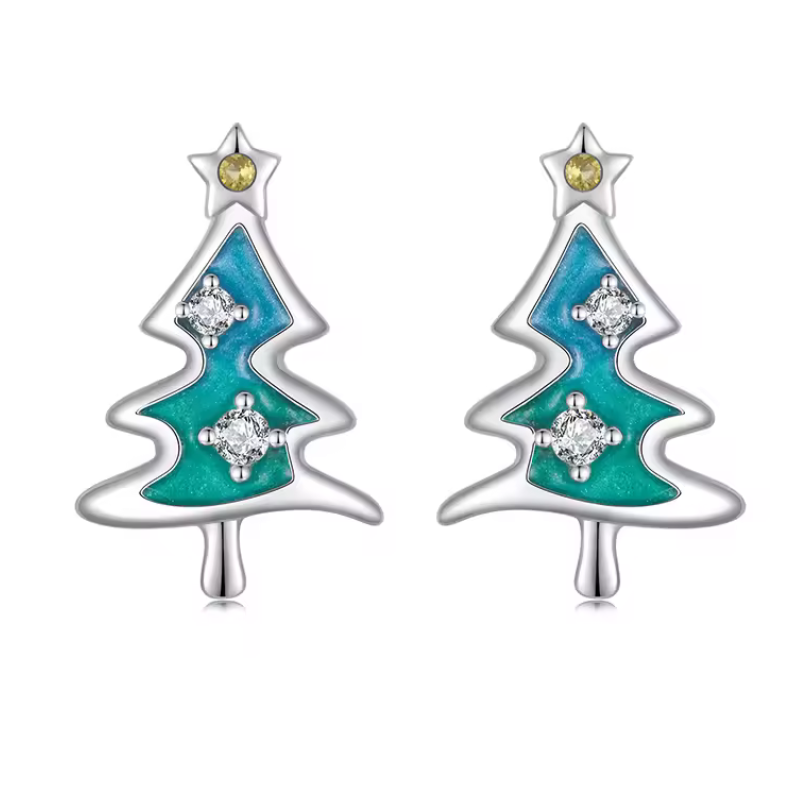 boucles d'oreilles de noel sapin étoile or