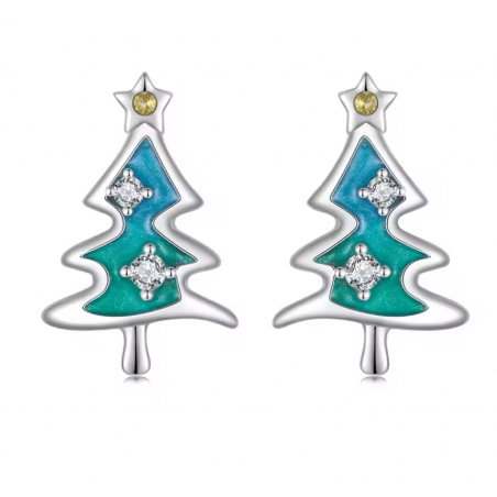 boucles d'oreilles de noel sapin étoile or
