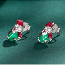 boucles d'oreilles père noel bonnet rouge