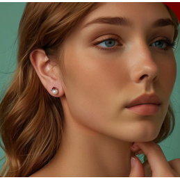 boucles d'oreilles perle blanche avec bonnet de noel