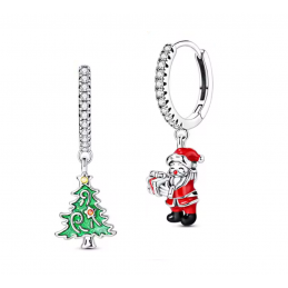 boucles d'oreilles père noel et sapin