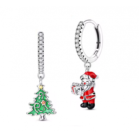 boucles d'oreilles père noel et sapin