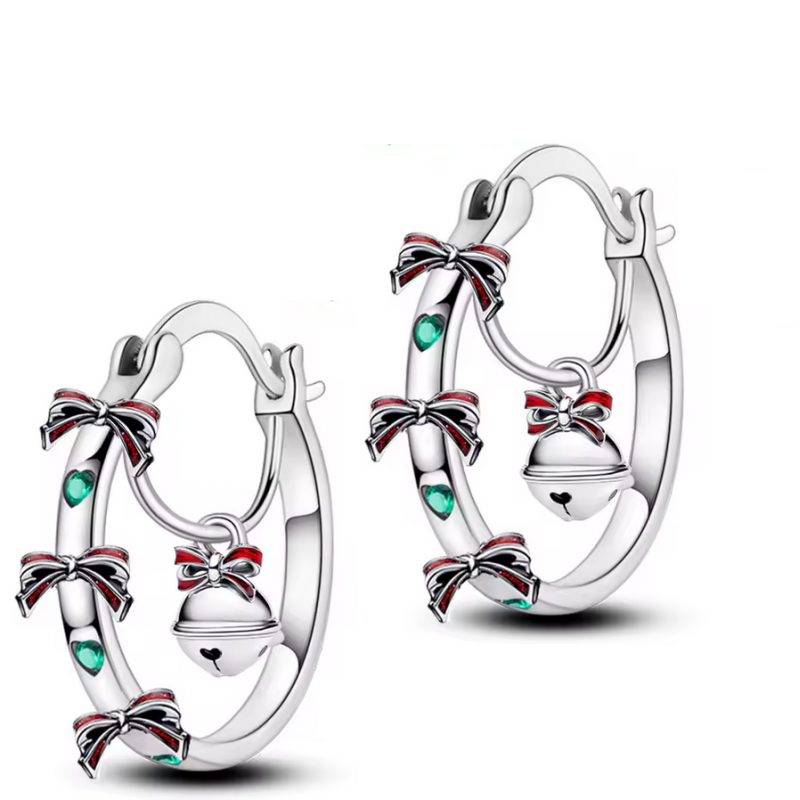 boucles d'oreilles couronne de noel cloche