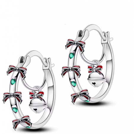 boucles d'oreilles couronne de noel cloche