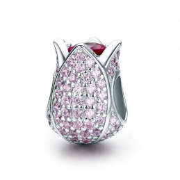 Charm bijou pour bracelet fleur tulipe pierre violette