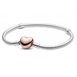 bracelet pour charm argent coeur or rose