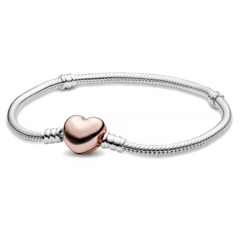 bracelet pour charm argent coeur or rose