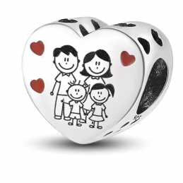 Charm pour bracelet argent coeur famille amour