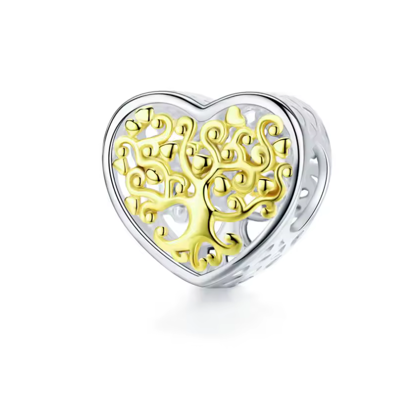 Charm pour bracelet coeur arbrede vie or