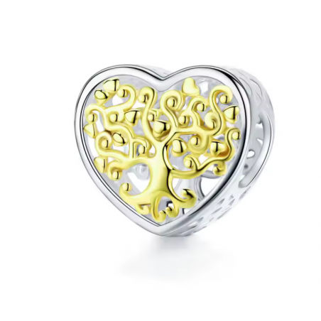 Charm pour bracelet coeur arbrede vie or