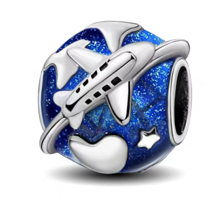 Charm pour bracelet argent planète coeur anneau