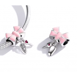 Charm pour bracelet noeud rose clef voiture cadeau permis