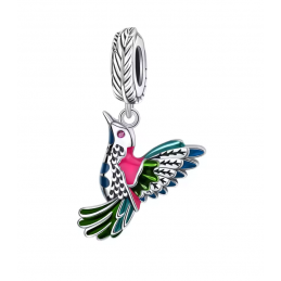 Charm pour bracelet oiseau colibri multicolore