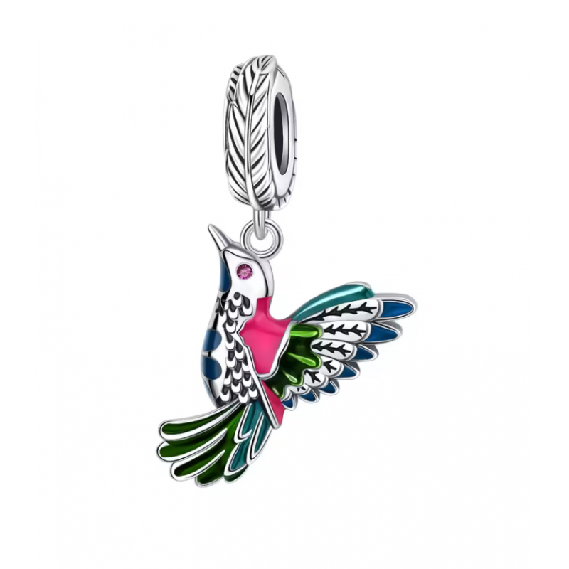 Charm pour bracelet oiseau colibri multicolore